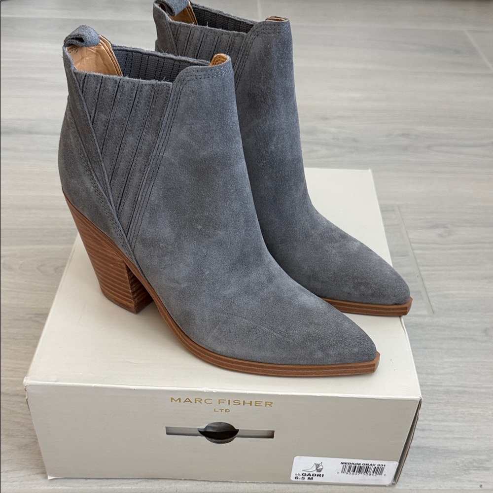 Marc Fisher Gadri Grey Suede Ankle Booties Size 6.5 - NWOT